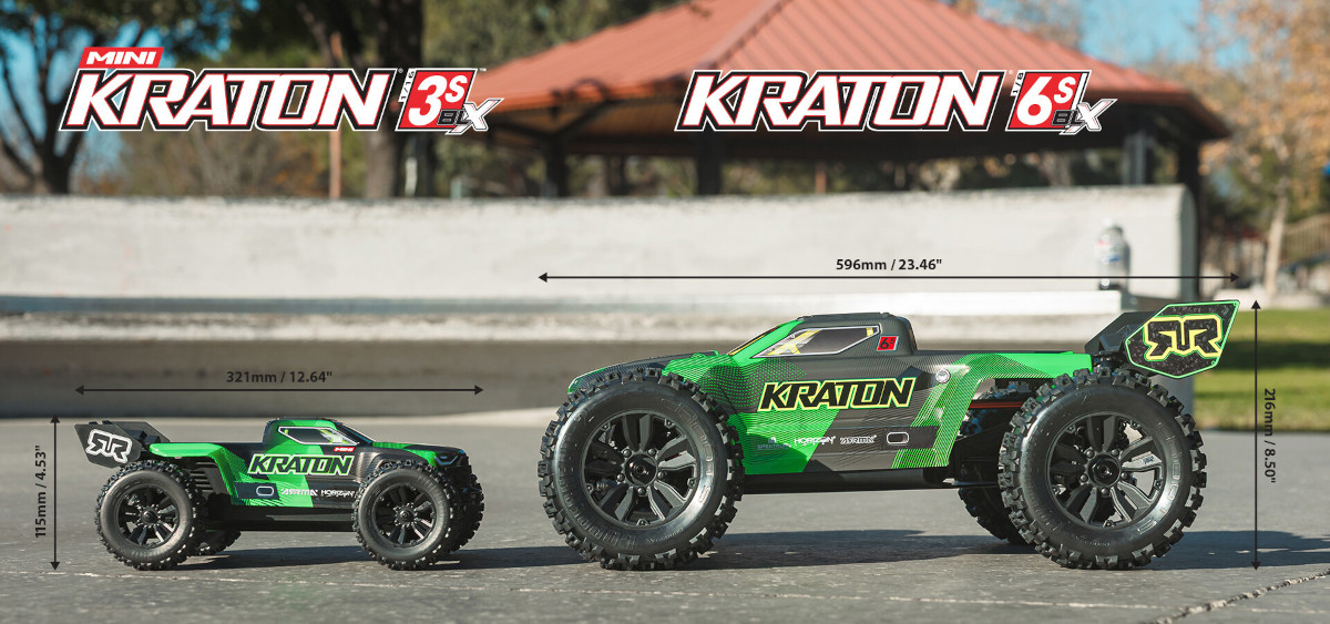 Srovnání velikosti Mini Kraton 1:16 vs. Kraton 1:8.