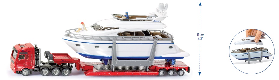 SIKU Super - Přeprava těžkého nákladu s jachtou 1:87