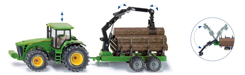 SIKU Farmer - John Deere s lesním přívěsem 1:50