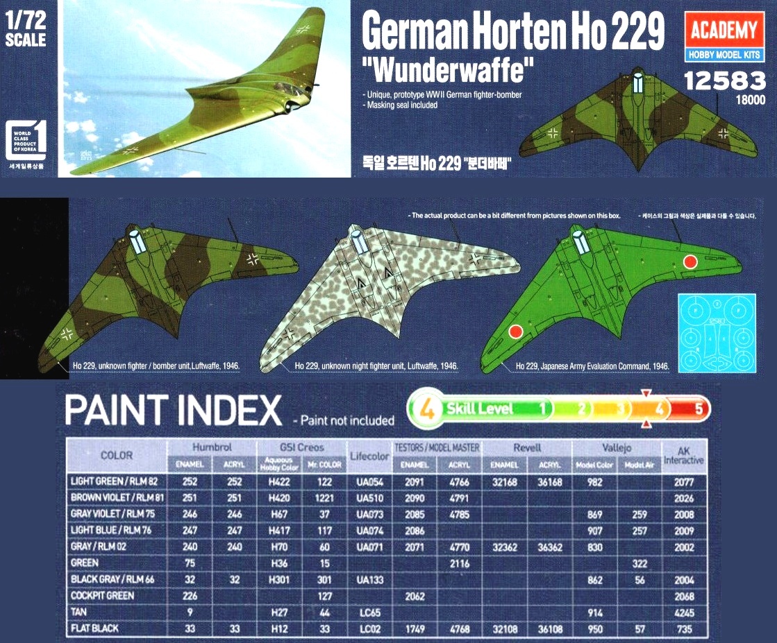 Academy 12583 1/72 German WWII Horten Ho 229 Wunderwaffe – Metro Hobbies