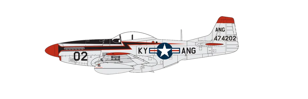 North American F-51D Mustang Kentucky Air National Guard, 123d Fighter Group, 165th Fighter Squadron, Louisville, Kentucky, Spojené státy americké, 1953-1956.