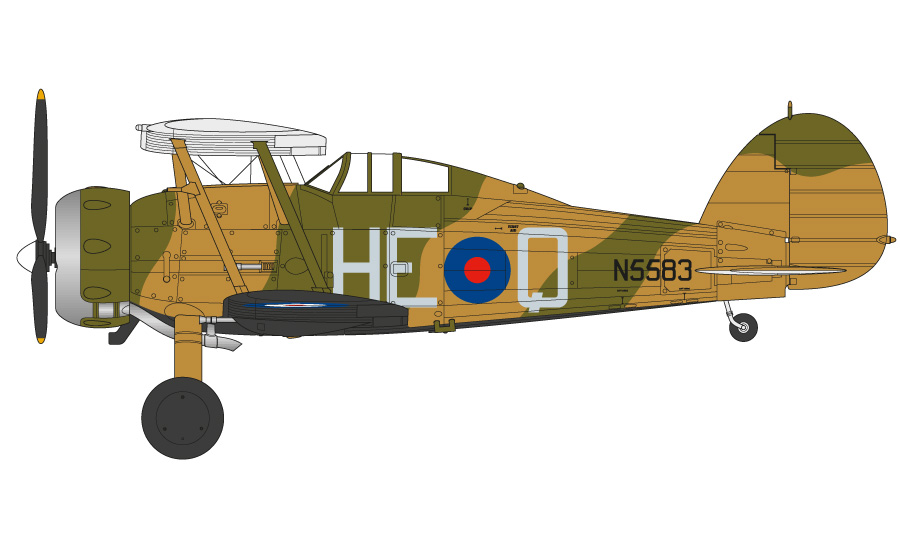 Gloster Gladiator Mk.II, 605. letka (County of Warwick), Royal Air Force Tangmere, Sussex, Anglie, Srpen 1939