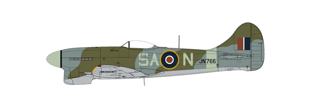Hawker Tempest Mk.V No 486 Squadron Royal New Zealand Air Force Zámecké tábory Royal Air Force, Cambridgeshire, Anglie duben 1944