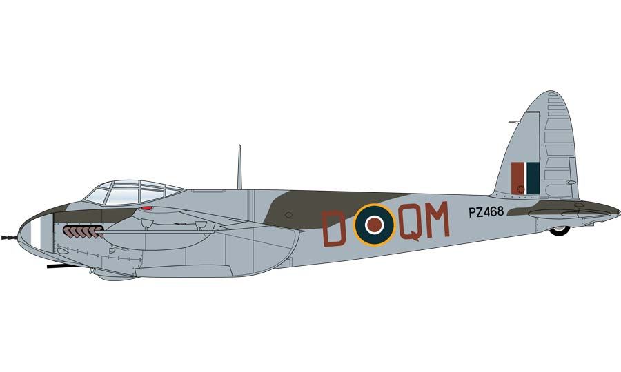 De Havilland Mosquito FB.Mk.XVIII, PZ468, QM.D z 254. letky, Royal Air Force, RAF North Coates, Jaro 1945