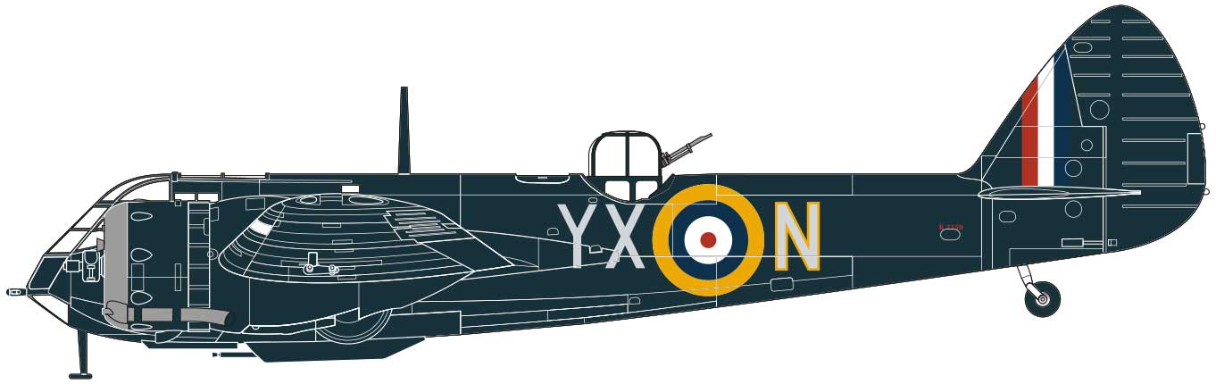 Bristol Blenheim Mk.IF, 54. Operational Training Unit, Royal Air ForceChurch Fenton, North Yorkshire, Anglie, Prosinec 1940.