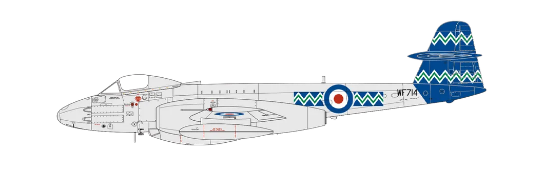 Gloster Metoer F.8, č. 500 Squadron (hrabství Kent), Royal Auxiliary Air Force, Royal Air Force West Malling, Kent, Anglie, květen 1953.