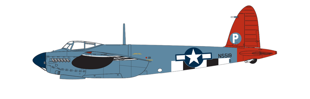 de Havilland Mosquito PR.XVI, 653. bombardovací peruť, 25. bombardovací skupina, 325. fotografické křídlo, armádní letectvo Spojených států, Royal Air Force Watton, Norfolk, Anglie, září 1944.
