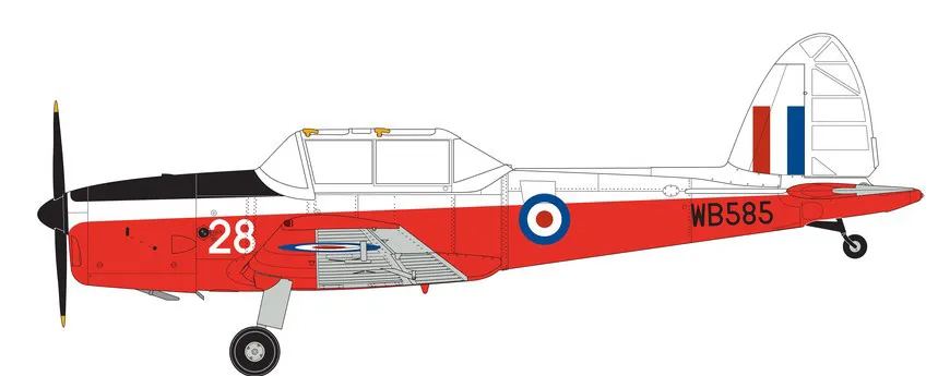 WB585 (G -AOSY) v barvách No.2 Flying Training School, restaurováno vintage tkaninami, Audley End Airfield, Saffron Walden, Essex England 2020