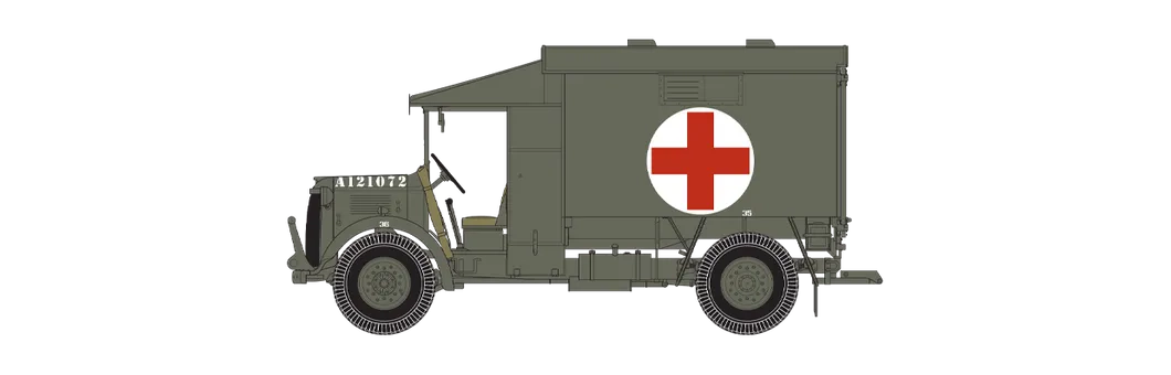 Austin K2/Y Ambulance 30 Corps, Motor Ambulance Convoy, Royal Army Service Corps, Severozápadní Evropa, 1944.