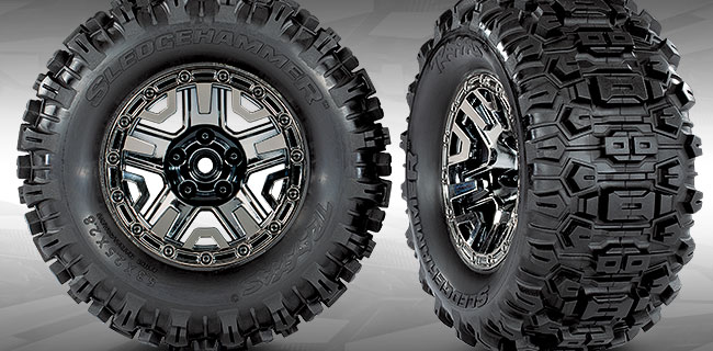 Sledgehammer Tires and 2.8” Black Chrome Wheels