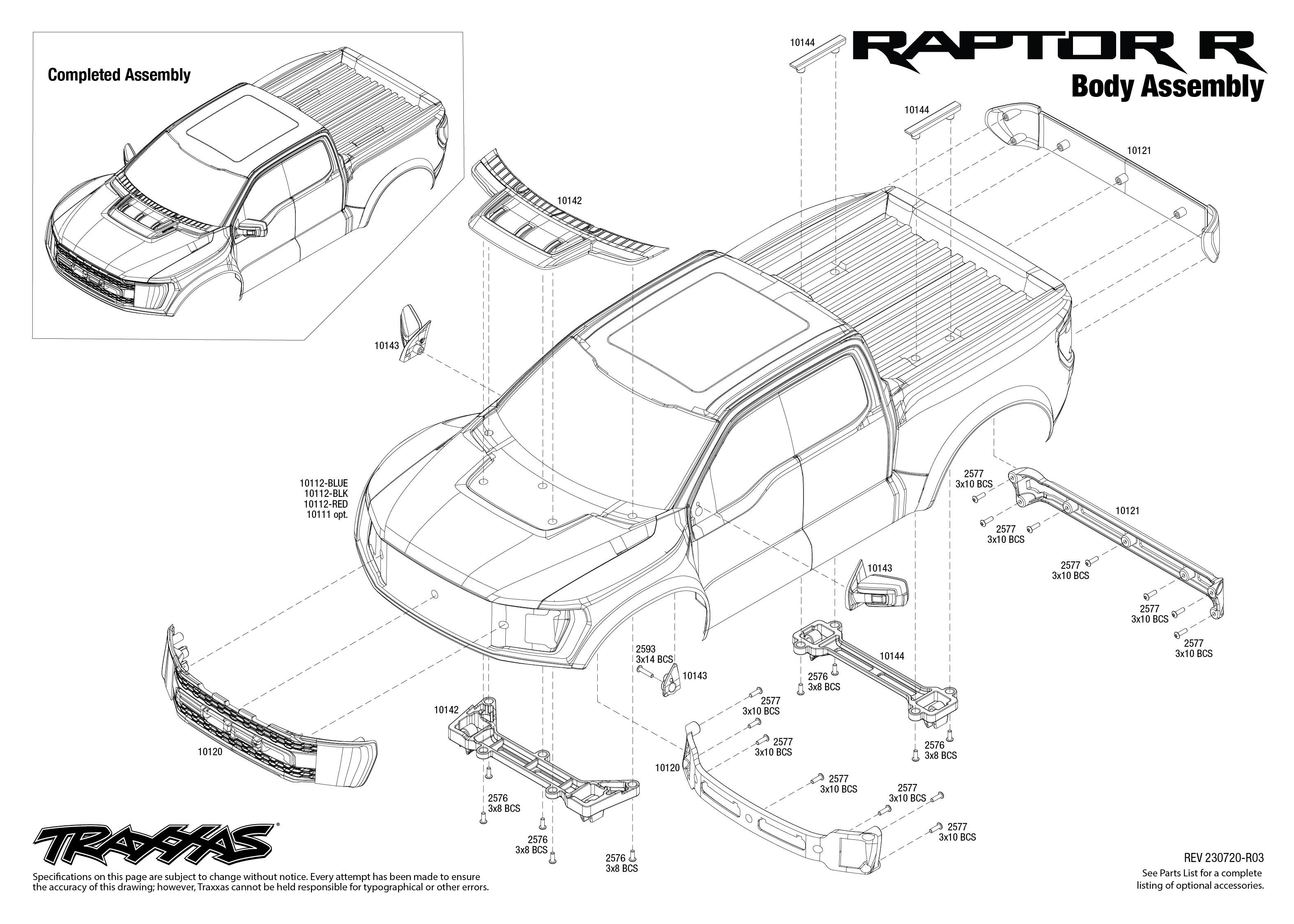 Exploded view: Ford F-150 Raptor R 1:10 VXL 4WD RTR - Body | Astra