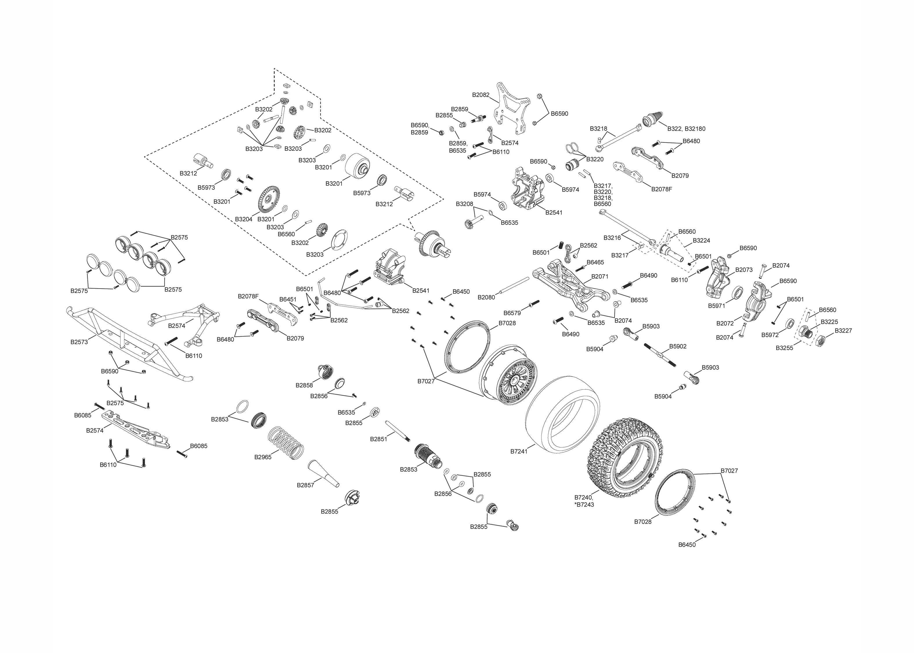 Exploded view Losi 5IVE T 1 5 4WD Short Course Truck AVC RTR