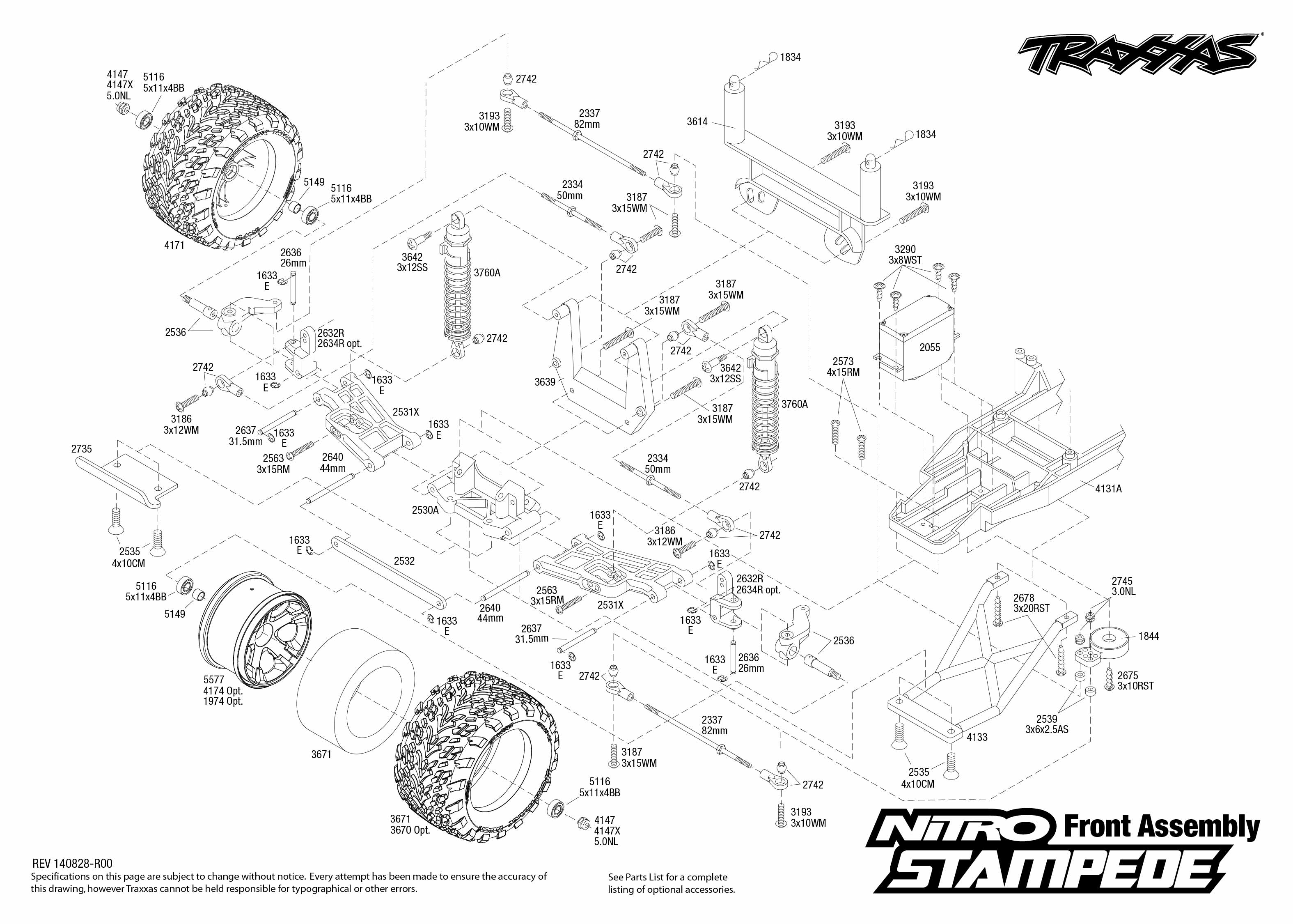 Exploded view: Traxxas Nitro Stampede 1:10 TQ RTR - Front part | Astra