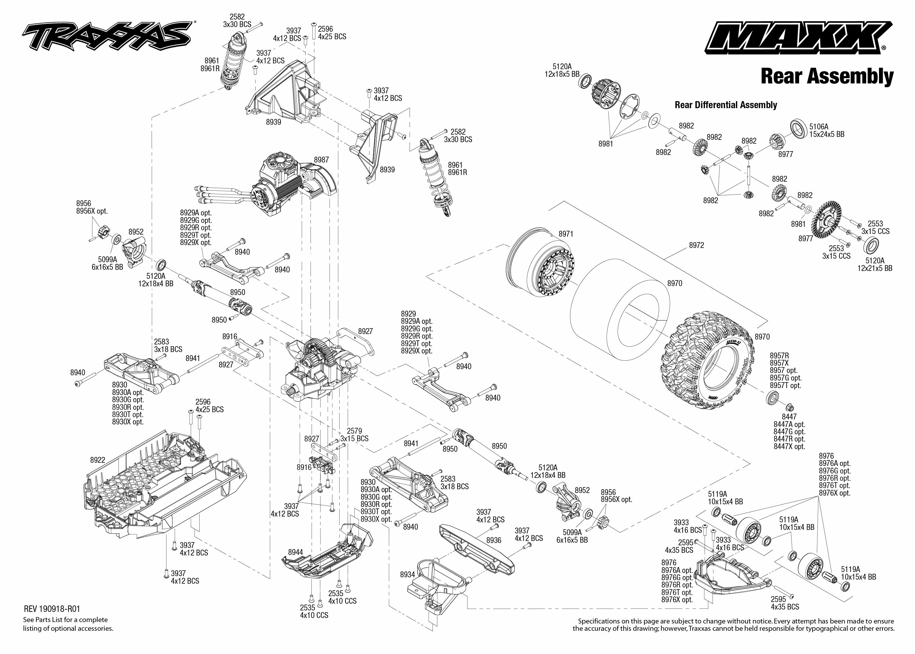 Exploded View Traxxas Maxx 1 8 4wd Tqi Rtr Rear Part Astra.