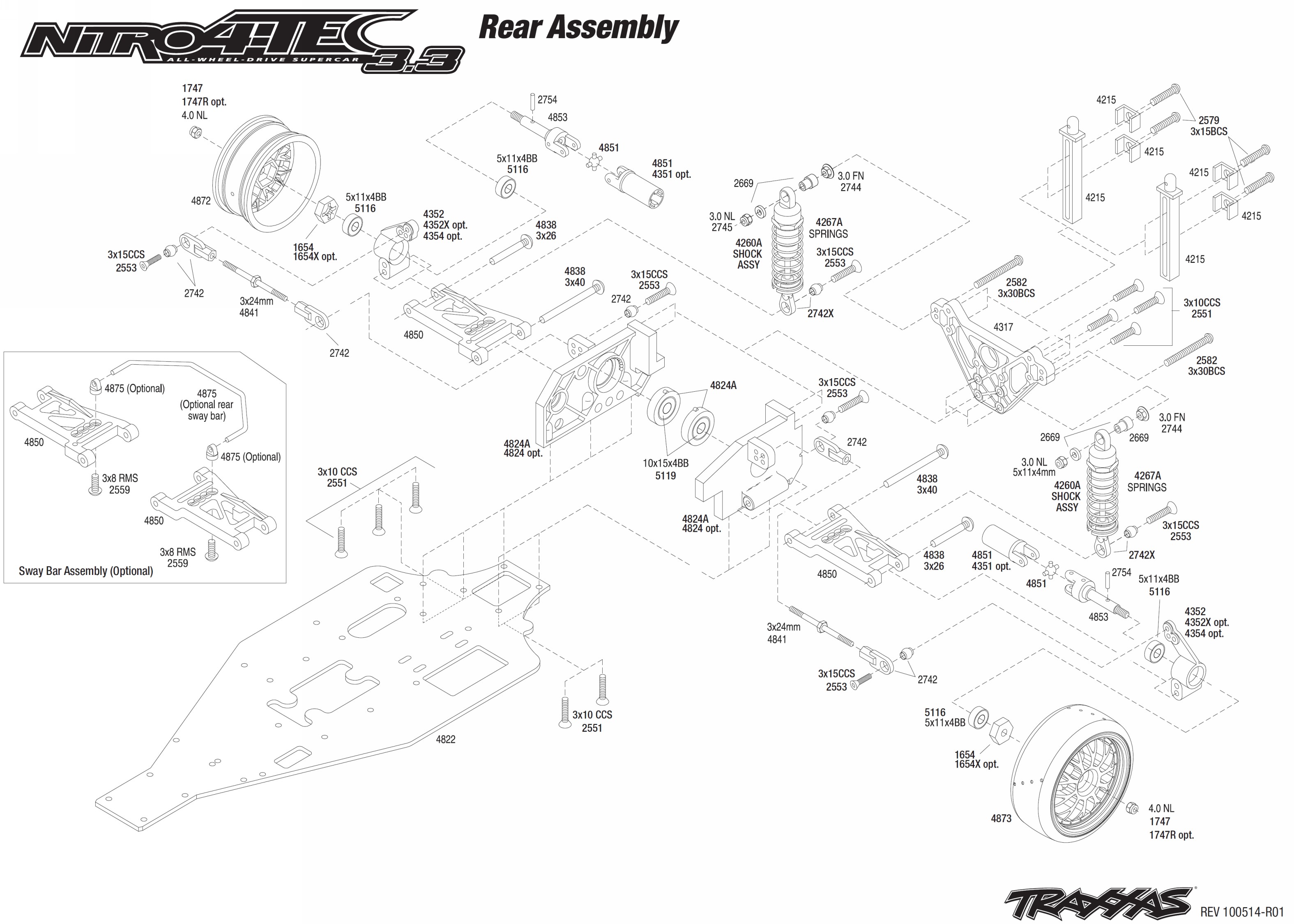 traxxas nitro 4 tec parts