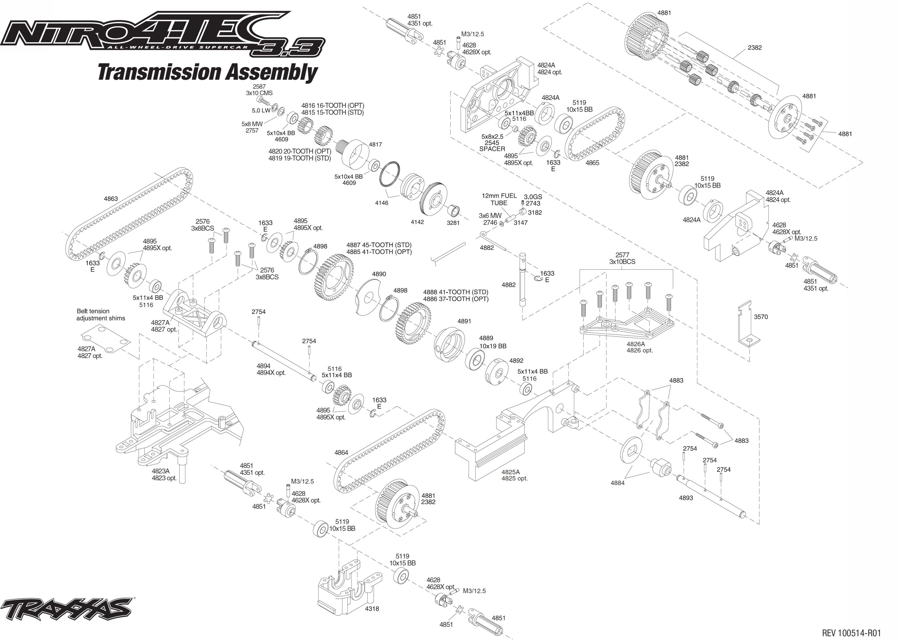 traxxas nitro 4 tec parts