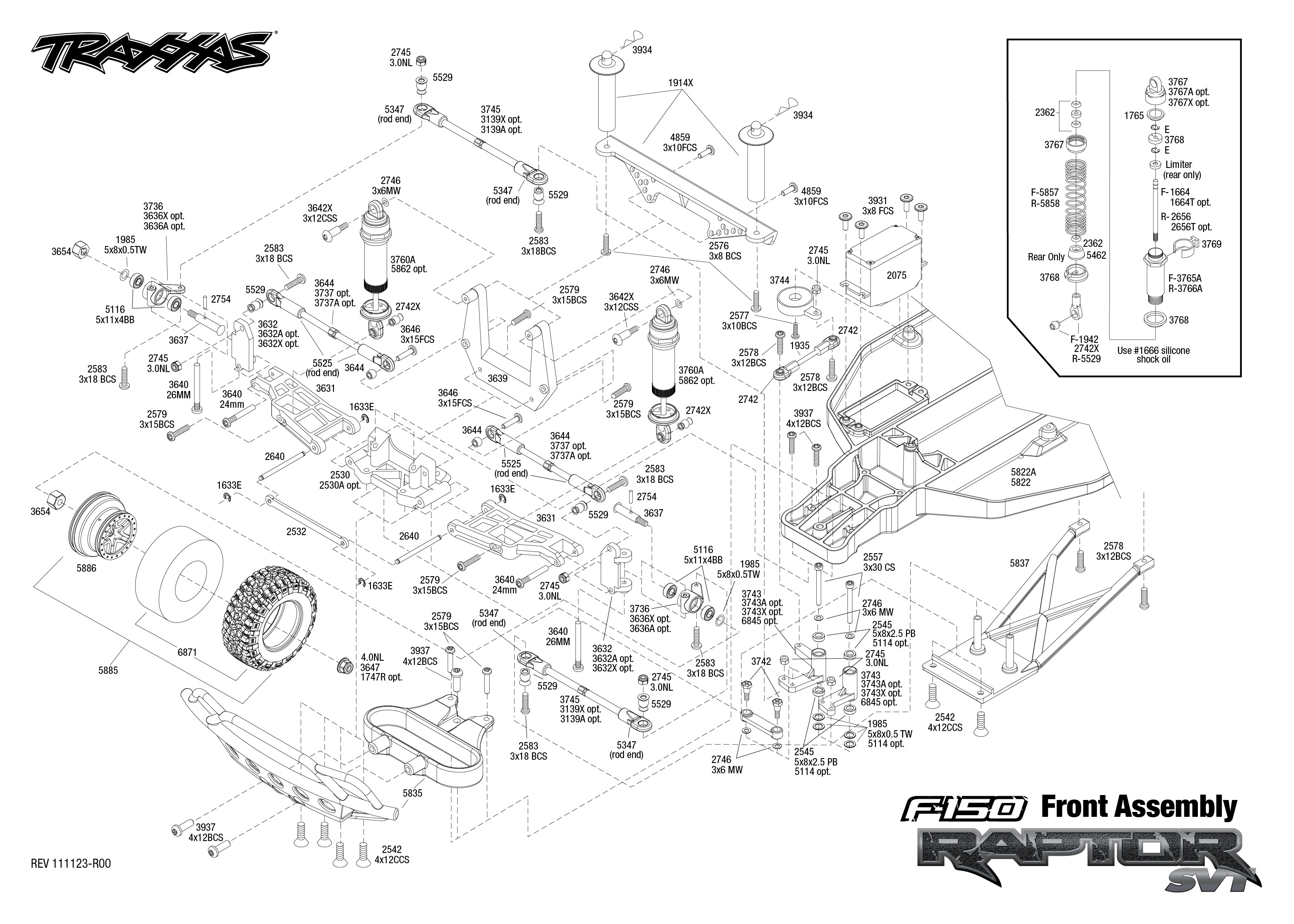 Exploded view: Traxxas Ford Raptor 1:10 