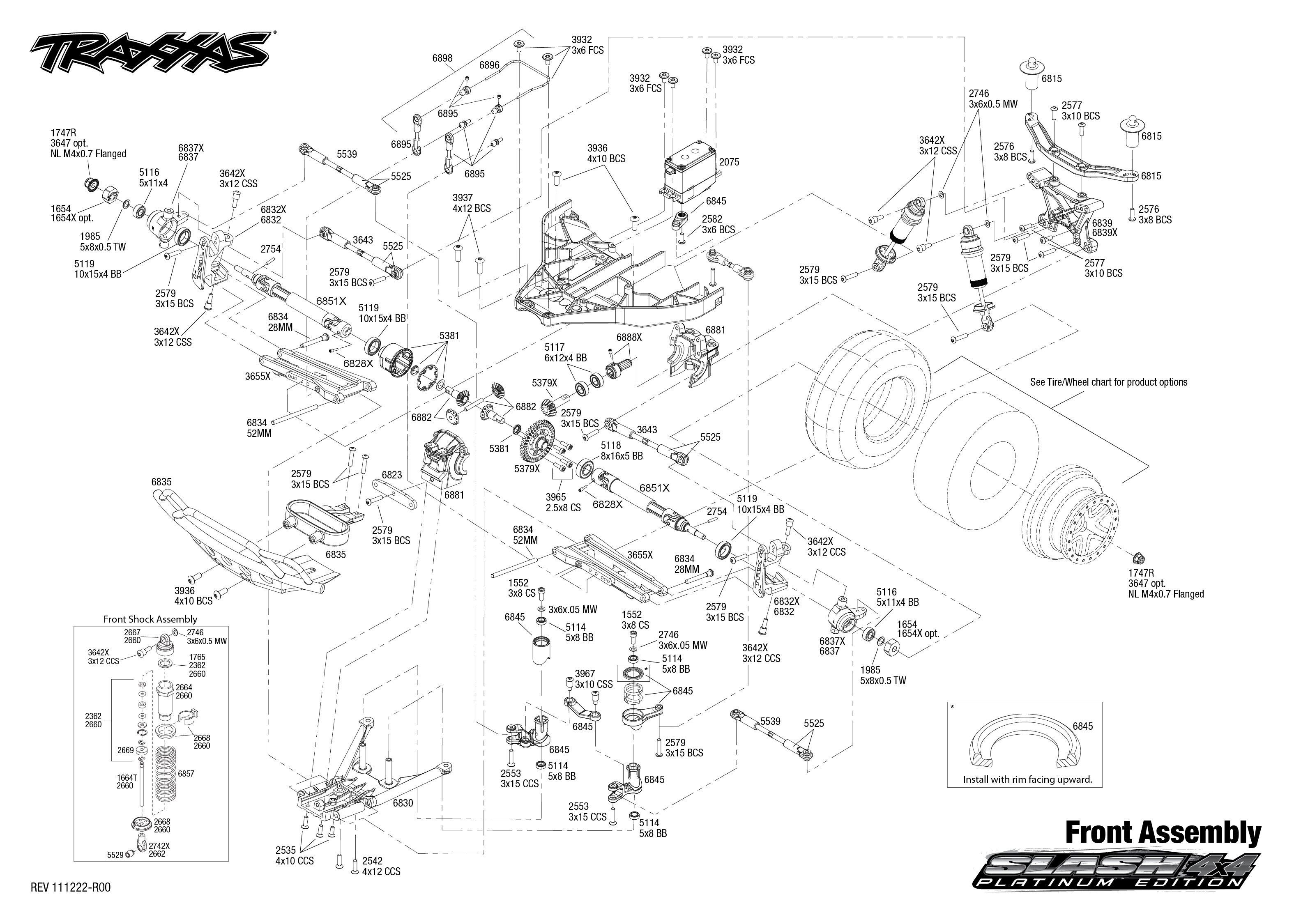 Exploded view: Traxxas Slash Platinum 4WD 1:10 - Front part | Astra