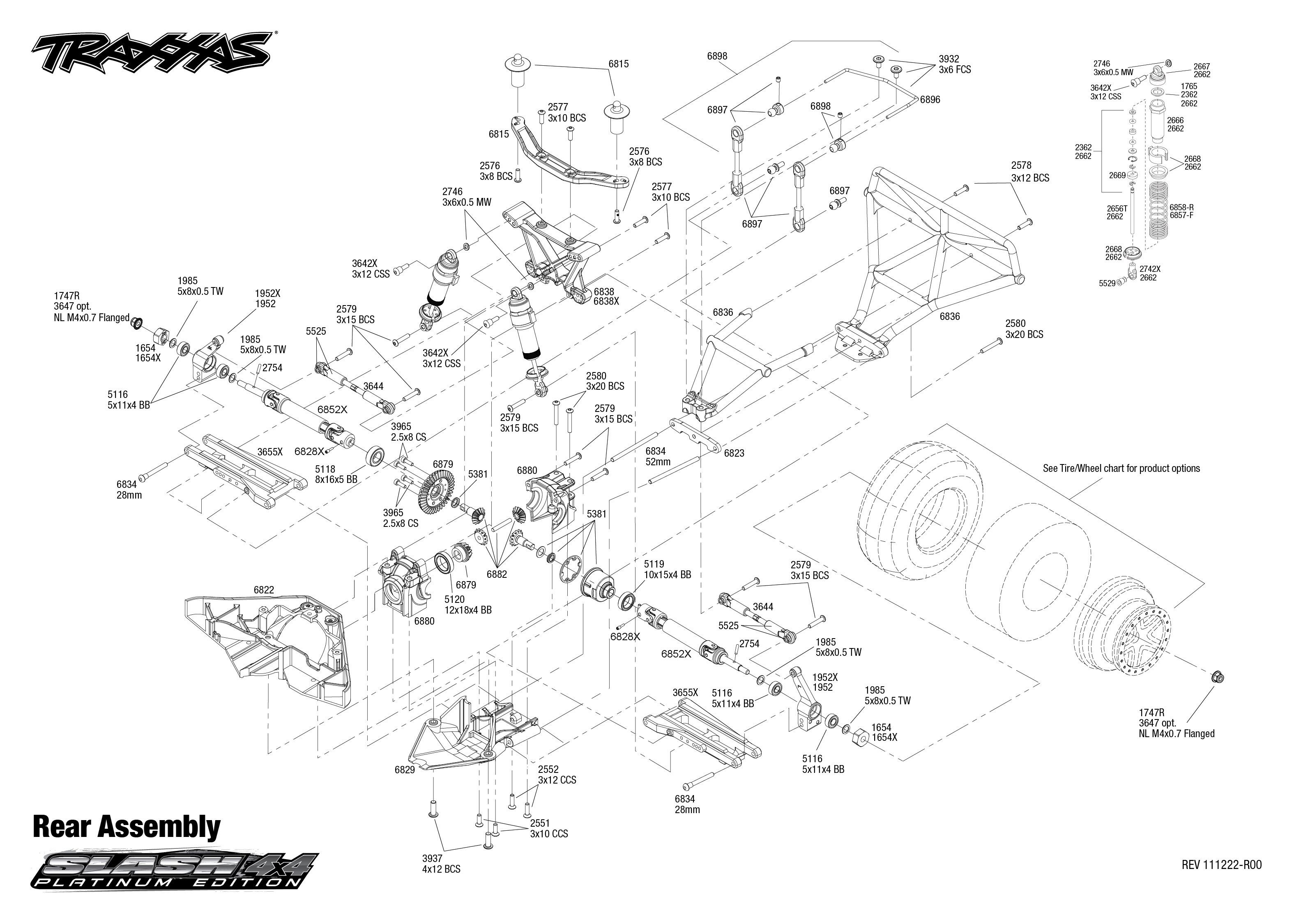 Exploded view Traxxas Slash Platinum 4WD 1 10 Rear part Astra