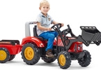 FALK - Šlapací traktor Supercharger s nakladačem a vlečkou červený