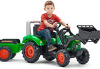 FALK - Šlapací traktor Supercharger s nakladačem a vlečkou zelený