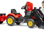 FALK - Šlapací traktor SuperCharger s vlečkou a nakladačem červený