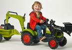 FALK - Šlapací traktor Claas Arion 410 s nakladačem, rypadlem a vlečkou