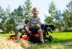 FALK - Šlapací traktor Farm Lander s nakladačem, rypadlem a vlečkou červený
