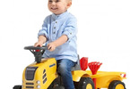 FALK - Dětské odrážedlo Baby Komatsu s vlečkou, lopatkou a hrabičkami