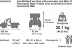 FALK - Šlapací traktor New Holland T8 s nakladačem, rypadlem a maxi vlečkou - červený
