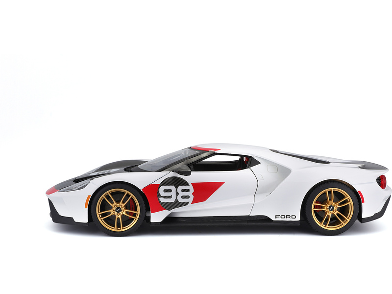 Ford GT Nº98 Heritage Edition 1:18 - Coche de metal blanco y rojo