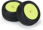 Pro-Line Wheels 1/18, Prism Carpet Mini-B Rear Tires, H8 Yellow Wheels (2) (Losi Mini-B)