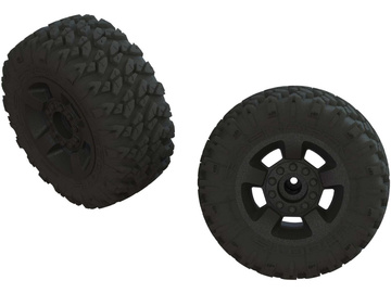 Arrma Wheels & Tires, dBoots Ragnarok Mt Tires, Black Wheels (2) / ARA550052