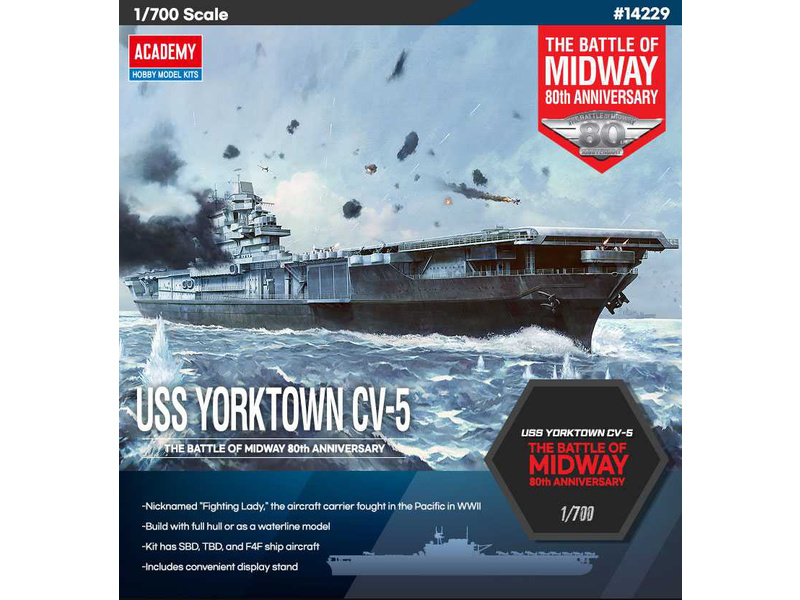 Academy Maquette Bateau 14229 USS Yorktown CV-5 LA BATAILLE DE MIDWAY 80e Anniversaire 1700 8809845380221 Academy Maquette Bateau 14229 USS Yorktown CV-5 LA BATAILLE DE MIDWAY 80e Anniversaire 1700 8809845380221
