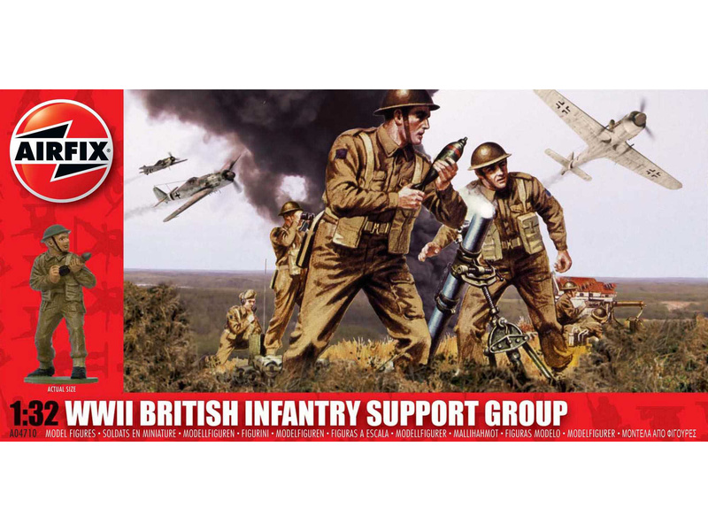Airfix A04710 WWII British Infantry Support Set 1:32 Scale Military Series 3 Figures