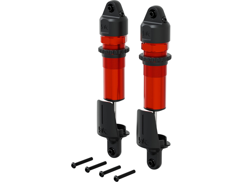 Arrma tlumič zadní, kovový, 15mm, 153.5mm, píst 4x1.9 mm, olej 1300 cSt, červený