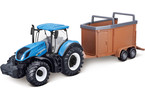 Bburago New Holland T7.315 1:50 with livestock trailer