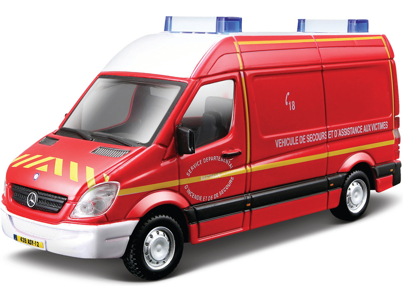 Bburago Mercedes-Benz Sprinter 1:50 červená - hasiči BB18-32006
