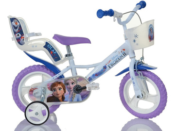 DINO Bikes - Dětské kolo 12" Frozen 2 se sedačkou pro panenku a košíkem / DB-124RLFZ3