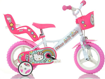 DINO Bikes - Dětské kolo 12" Hello Kitty2 se sedačkou / DB-124RLHK2