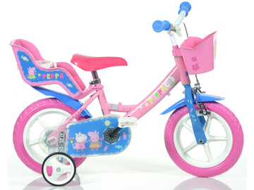 DINO Bikes - Dětské kolo 12" Pepa Pig se sedačkou a košíkem / DB-124RLPIG