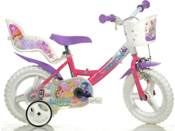 DINO Bikes - Dětské kolo 12" Winx se sedačkou pro panenku a košíkem / DB-124RLWX7