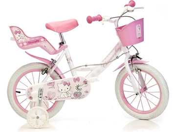 DINO Bikes - Dětské kolo 16" Hello Kitty se sedačkou pro panenku a košíkem / DB-164RHK