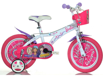 DINO Bikes - Dětské kolo 14" Barbie s košíkem / DB-614GBA