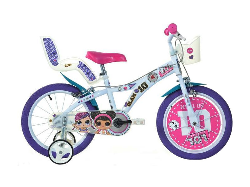 DINO Bikes - Dětské kolo 16" LOL Surprise se sedačkou pro panenku a košíkem