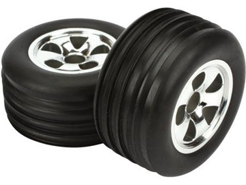 ECX Kolo s pneu přední 1:10 Ribbed chrom (2) / ECX1005