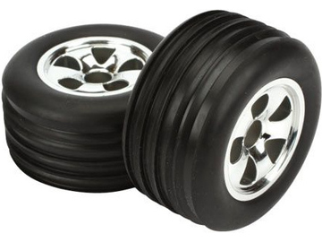 ECX Kolo s pneu přední 1:10 Ribbed chrom (2) ECX Kolo s pneu přední 1:10 Ribbed chrom (2) / ECX1005