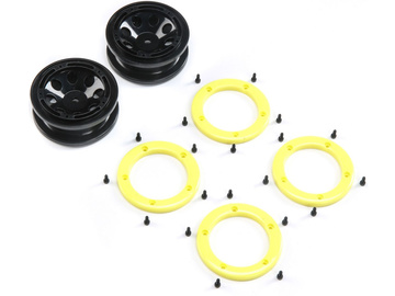 ECX FR/RR Wheel with Beadlock, Black/Yellow: Temper G2 / ECX41011