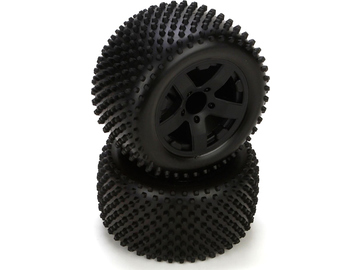 ECX Rear Tire, Premount, Black Wheel (2): 1/10 2WD Circuit / ECX43006