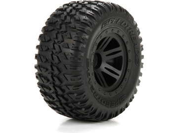 ECX Front/Rear Tire, Premounted, Black Wheel (2): 1/10 AMP MT/DB / ECX43012